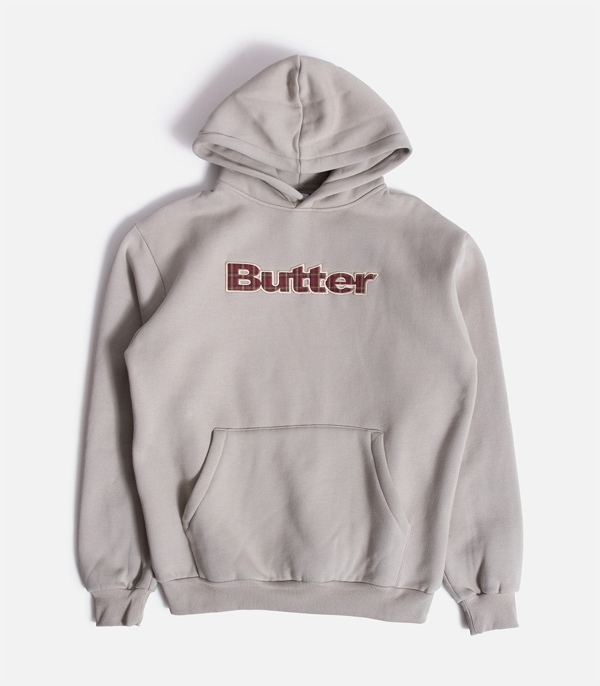 Butter Goods Plaid Logo Applique Hooded Sweatshirt