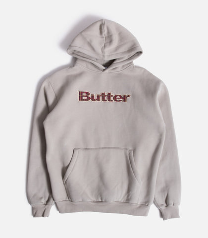 Butter Goods Plaid Logo Applique Hooded Sweatshirt